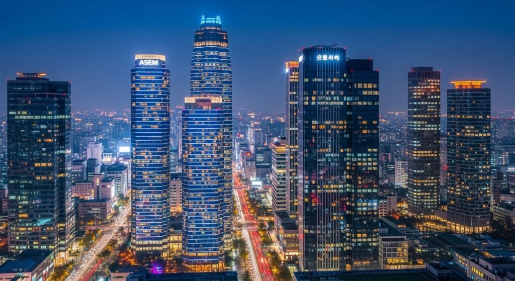 대한민국 서울의 데이터 분석 센터 및 IT 허브 전경